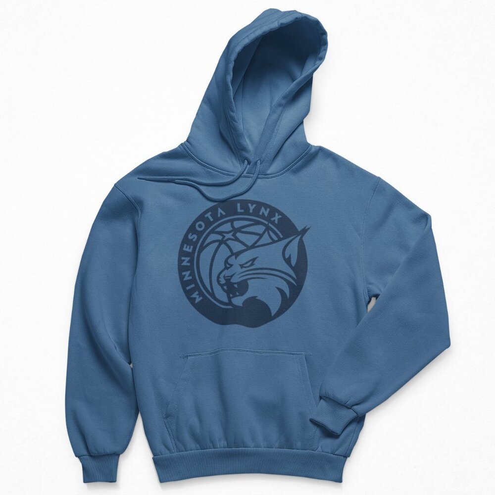 NEW Minnesoa Lynx Team Color Pop Big Logo Fleece Pullover Hoodie INDIGO BLUE